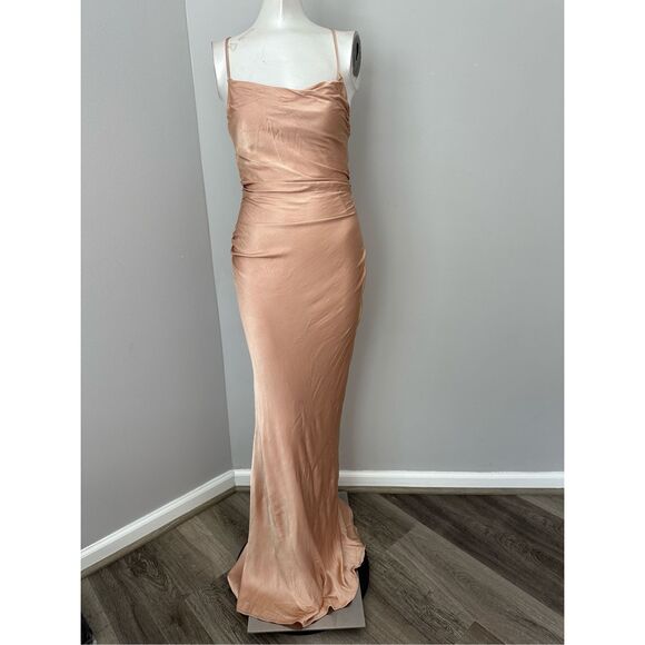 Shona Joy Womens Cowl Neck La Lune Lace-up Back Maxi Dress Dessert Size 2 $360 - Picture 3 of 10